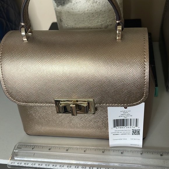 Kate Spade Rare Rose Gold Matallic Saffia Top Handle Bag - Picture 5 of 10